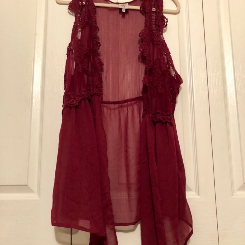 Burgundy Self Esteem Lace Vest - size 5